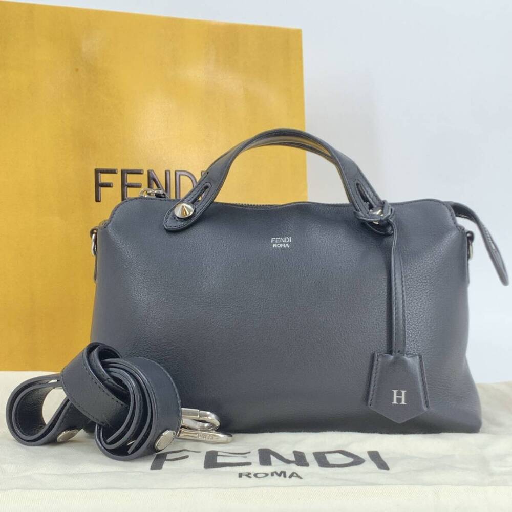 FENDI BY THE WAY Handbag Shoulder Bag Boston Crossbody Leather Black